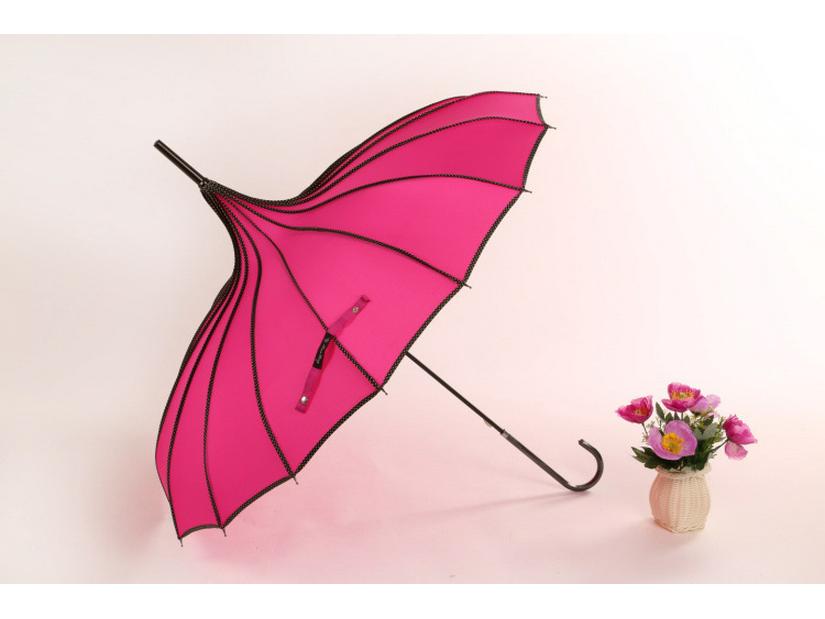 Baota 16-Rib Sun & Rain Bridal Photography Umbrella with Lace Trim and Curved Handle