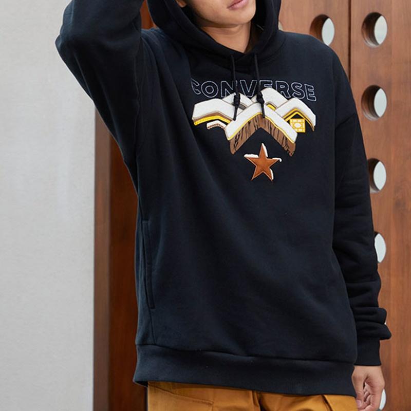 Men's Converse Mountains Pattern Printing Fleece Lined Black 10023523-A02
