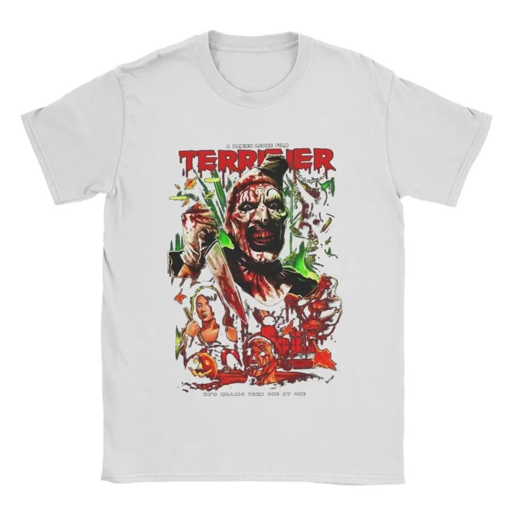 New Arrival Men T-shirt Women's Halloween 100% Cotton Unique Tees Shirt Terrifier Movie The Clown Shirt Apparel Horror Slasher