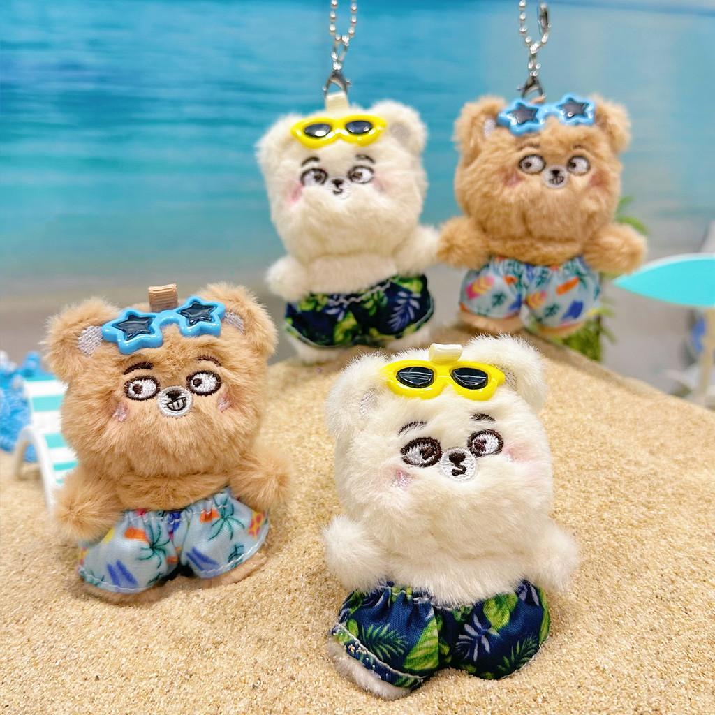 Keychain Plush Bear Pair With Beach Pants Design For Students And Gift Giving