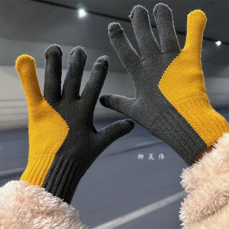New color matching gloves for women, thickened warm in winter, student riding, cycling, cold-proof in winter, and revealing fingers