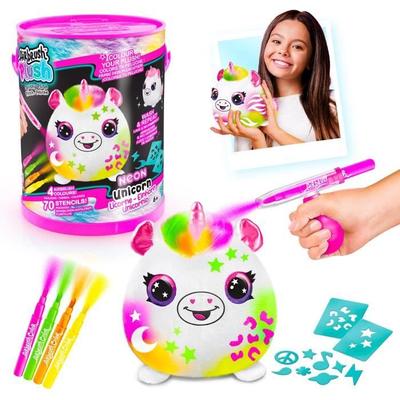 Canal Toys - Airbrush Plush - Baril Peluche Squish Néon Avec Feutres Et Pochoirs - AIR 022