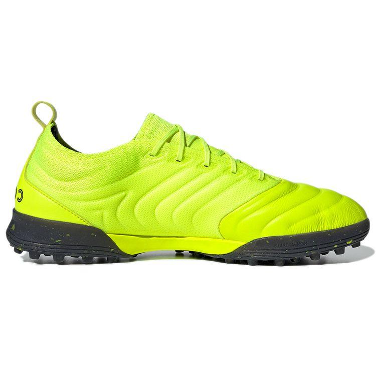 Adidas Copa 19.1 Round Toe Lace-Up Breathable Low-Top TF (Rubber Studs) Non-Slip Soccer Shoes Men Soccer Shoes Fluorescent-Yellow F35511