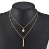 Square Flashing Diamond Round Geometric Double Necklace Female Clavicle Necklace Niche Cold and Simple Temperament Necklace Female