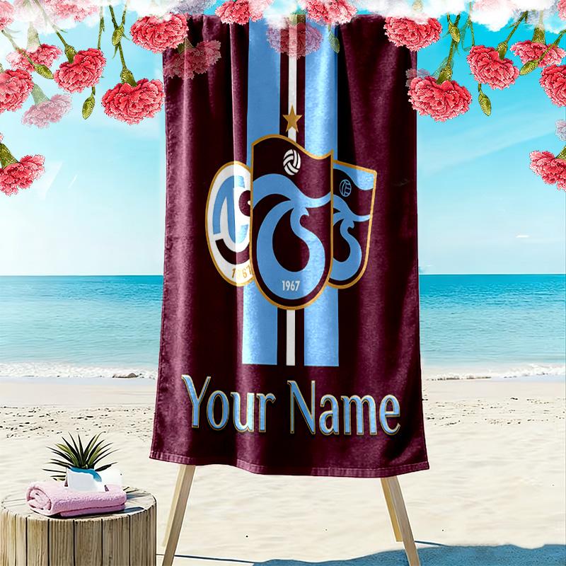 Custom Name Trabzonspor Print Beach Towel, Large Soft Quick Dry Towel for Beach Camping Swimming -HE142