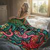 Monster Fish Aztec Art Flannel Blanket Perfect for Sofa Office Bed Travel Sleep Read Relax Camping Four Season Use