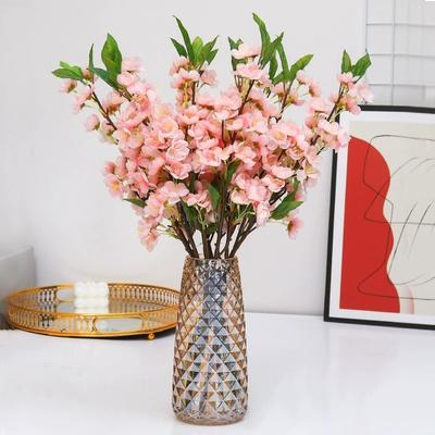 5Pcs Silk Faux Flowers Artificial Flowers Branches Fake Flowers for Decoration Spring Peach Bouquet Home Wedding Party Japanese Garden Decor