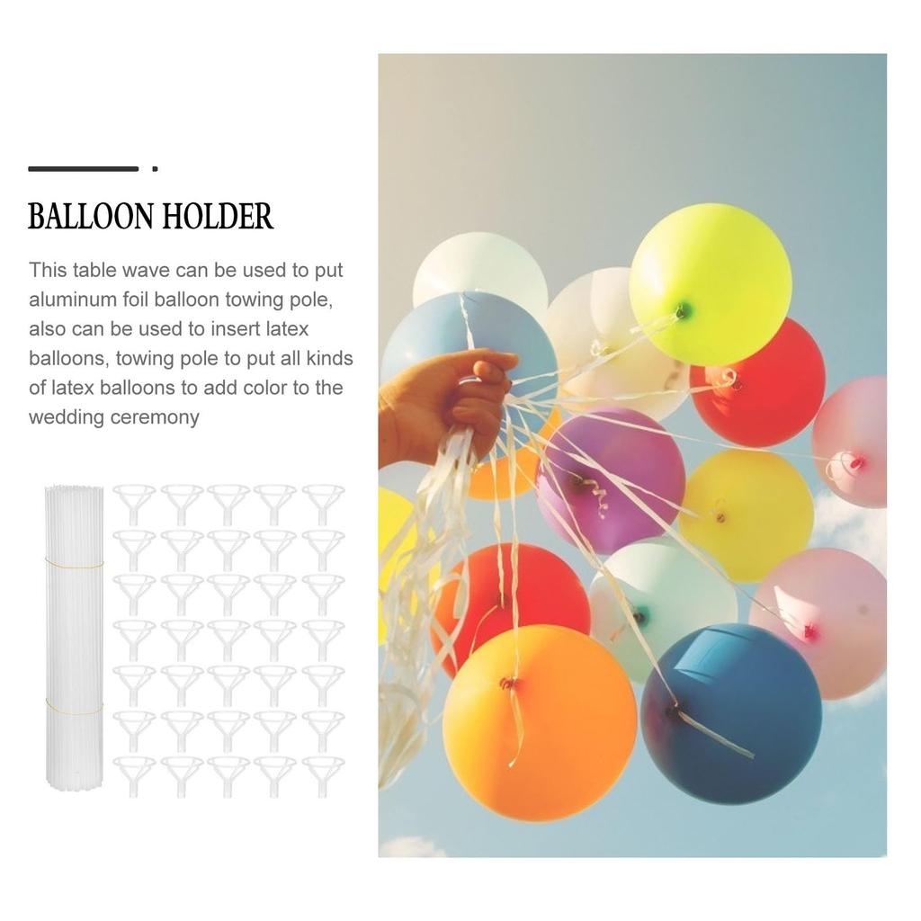 EXCEART Balloon Balloon Balloon Holder with Balloon Balloon Transparent Balloon Wedding Balloon Balloon Set of 50 Sticks, Holder, Cup, Cup, Plastic,