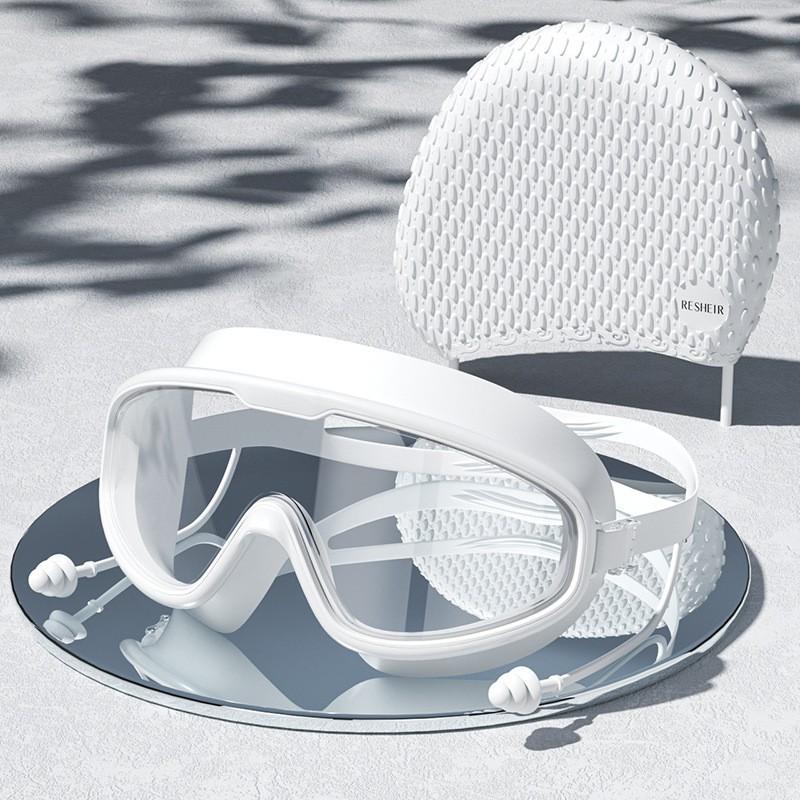 

HD Adult Men Women s Large-rimmed Swimming Goggles Professional Glasses Diving Water Drop Cap Set Waterproof Anti-fog