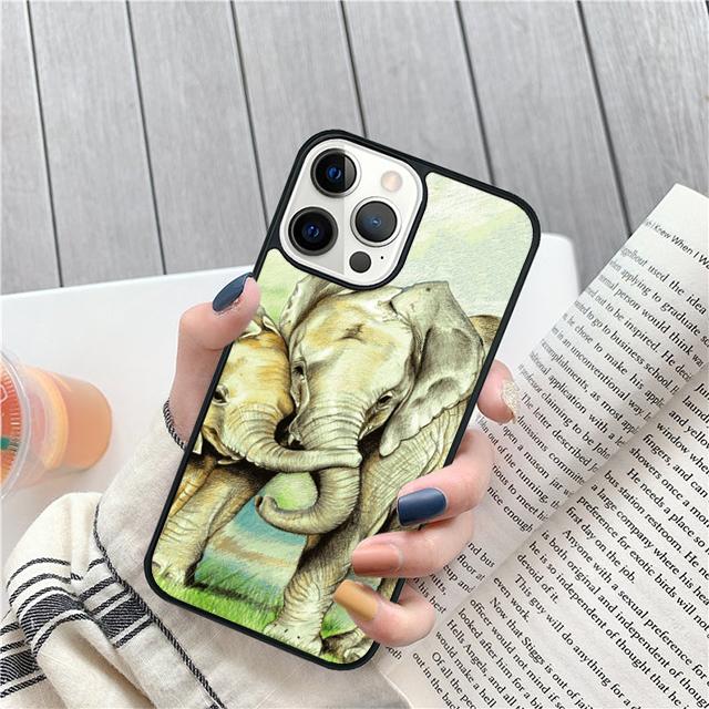 Elephant Love Affection Nature Phone Case For iPhone 17 Air 15 16 Pro Max 14 13 12 11 Pro Max Plus Coque Shell