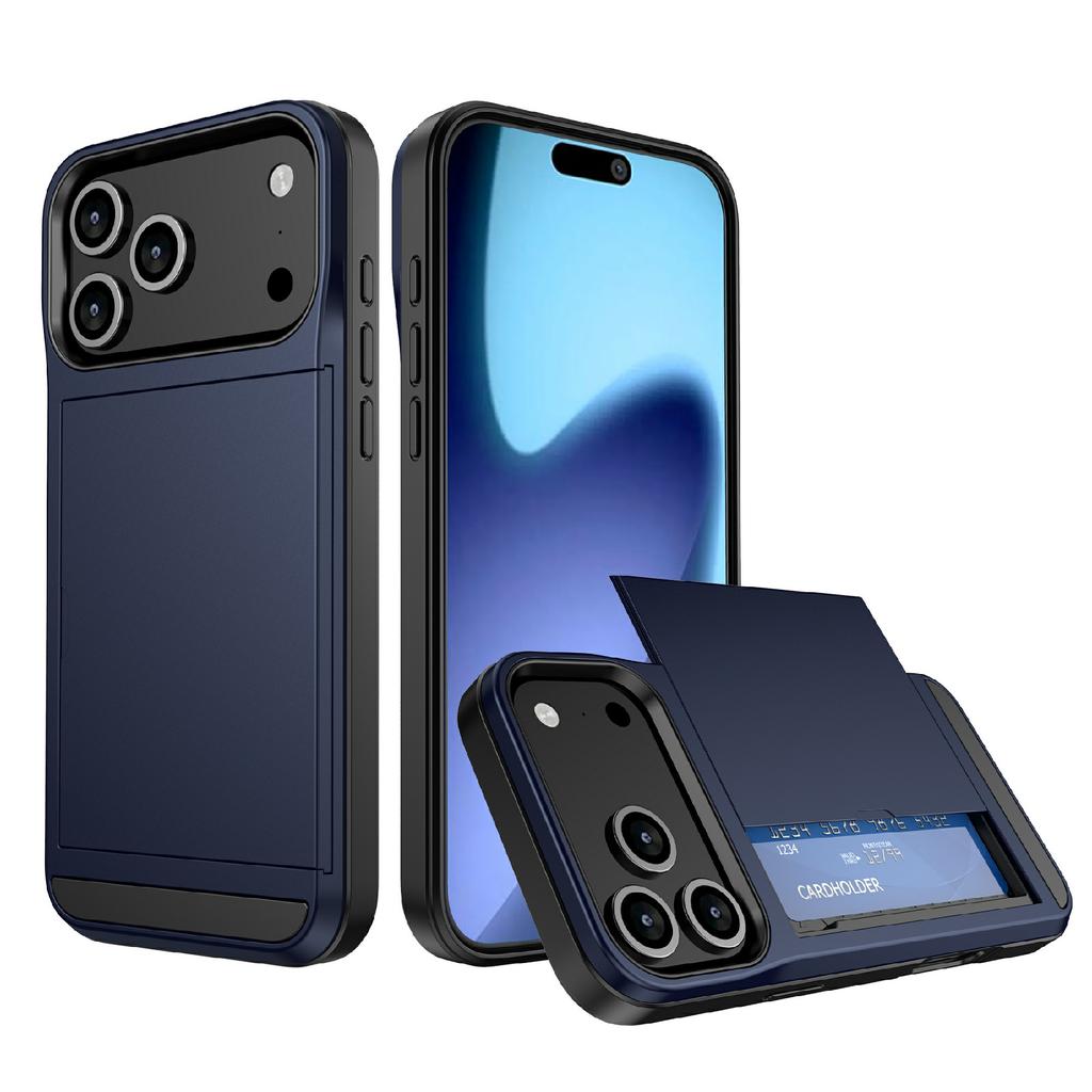 Pour iPhone 17 Pro Coque avec Porte-Cartes Coulissant PC+TPU Coque Arrière de Téléphone