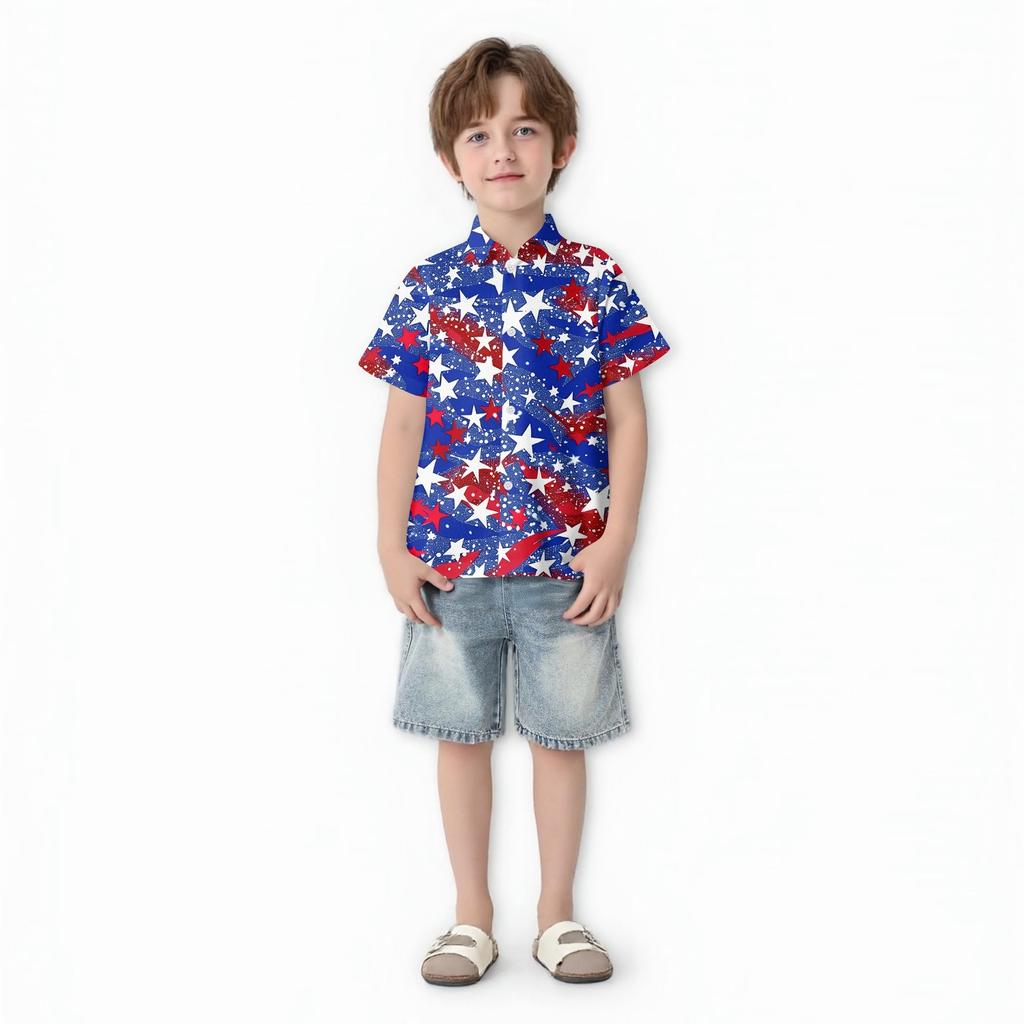 Family And Parent-child Outfits - Casual Vacation Independence Day Printed Women's Skirts, Men's Shirts Summer Suit