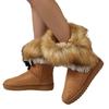 Large size snow boots women's winter new fashion round head flat bottom fluffy mouth plush warm cotton shoes