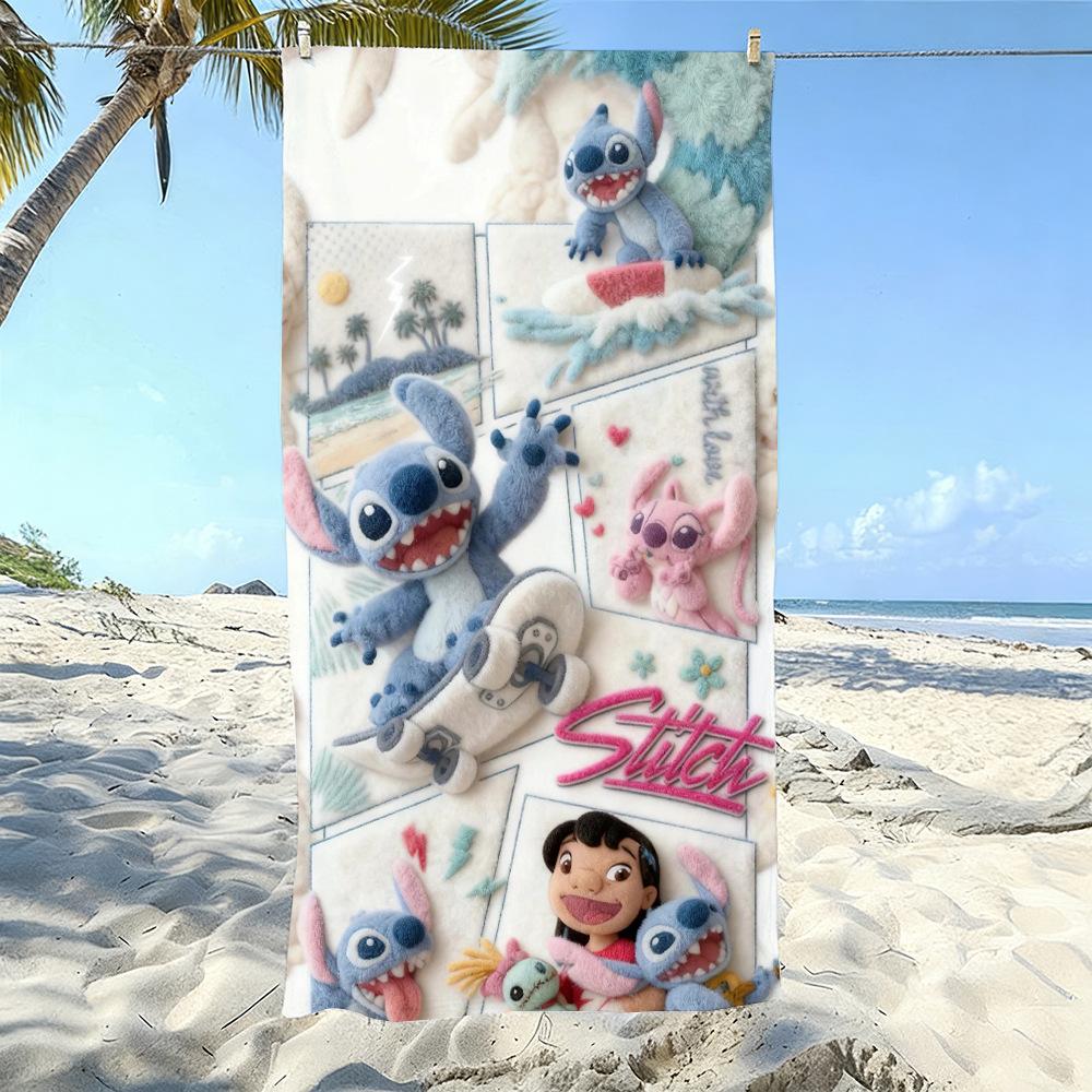American Cartoon Figure Print Thick Microfiber Beach Towel Quick Dry Bath Blanket For Kids