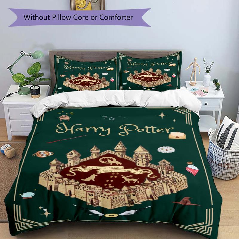 Harry Potter Magical Castle Print 3Pcs Bedding Setduvet Cover With 2 Bedropillowcase Home Birthday Gift