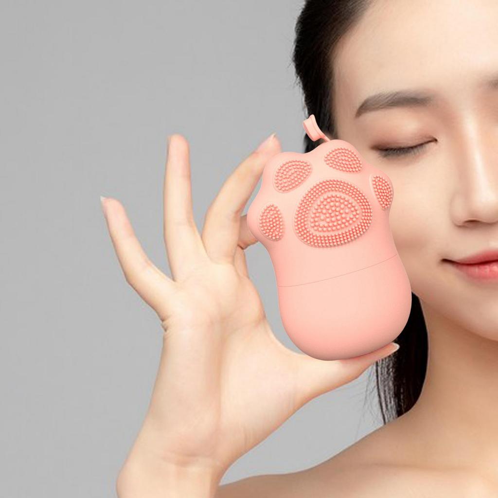 Silicone Ice Holder Facial Roller Massage Tool Cat Paw Shape for Face and Eye Neck Comfortable to Hold with Brush Reusable Cute