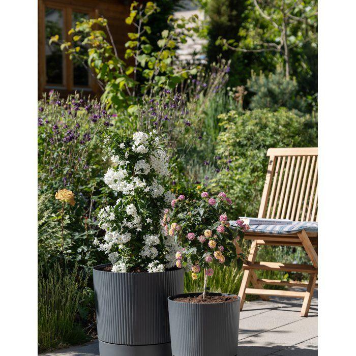 Pot de fleurs avec réserve rond - GARDEN ID - Lino - Ø 39 - 32 L - H 38 cm - Gris pure