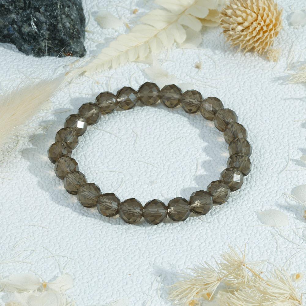 Multi-Color Transparent Crystal Bead Bracelet for Women - Layered French Style Jewelry