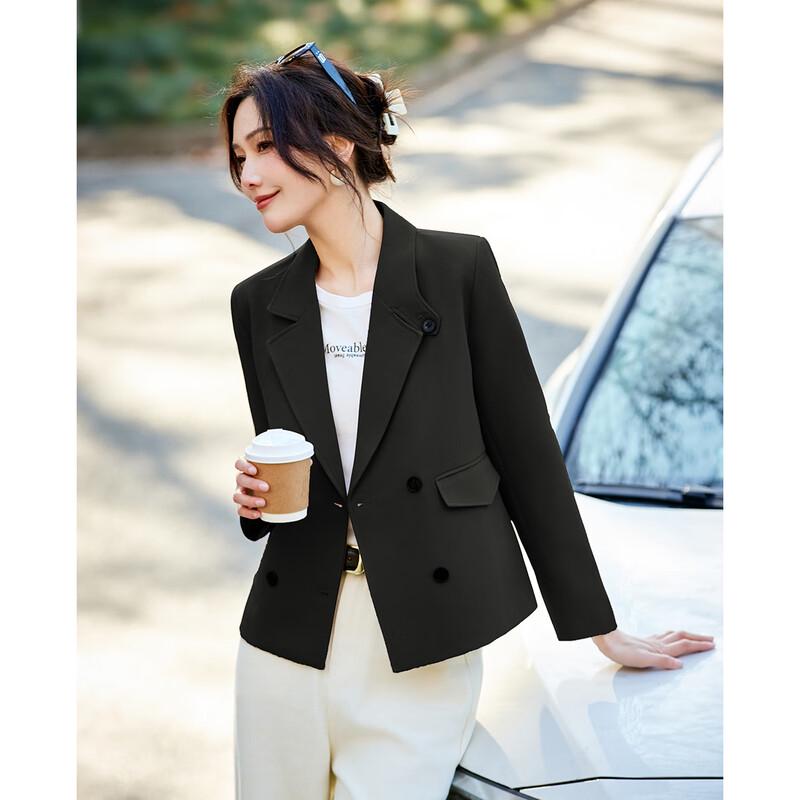 TERRE BLEUE Women's Double-Breasted Commuter Blazer