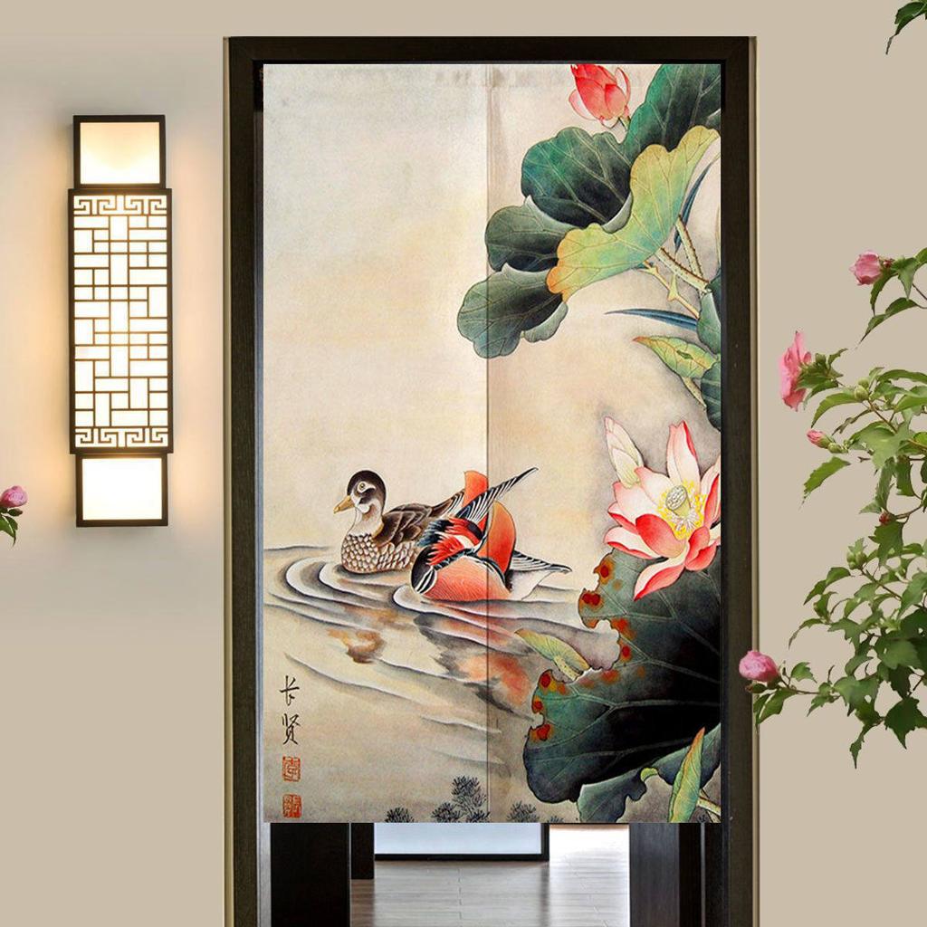 VIKAMA Chinese-style Twin-Door Curtain Restaurant Guesthouse Semi-Curtain Kitchen Bedroom Partition Curtain Home Decoration