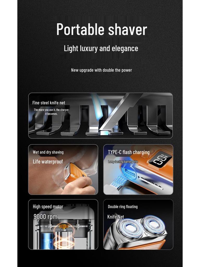 MINI Electric Portable Shaver: USB Rechargeable Double Blade for Car & Home