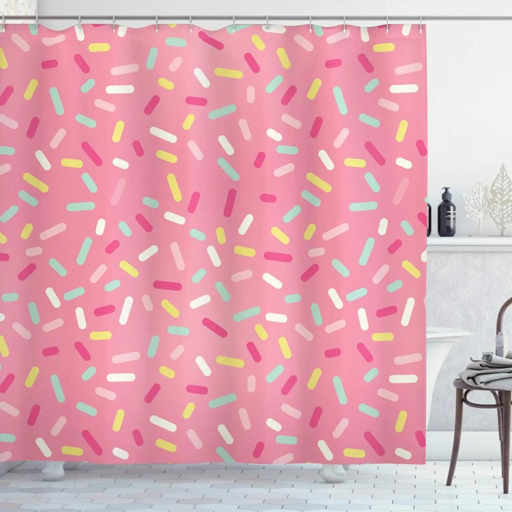 Shower Curtain Colorful Donuts Pink Chocolate Lemon Blue Mint Glaze Bathroom Curtains Polyester Fabric Waterproof Bathroom Decor