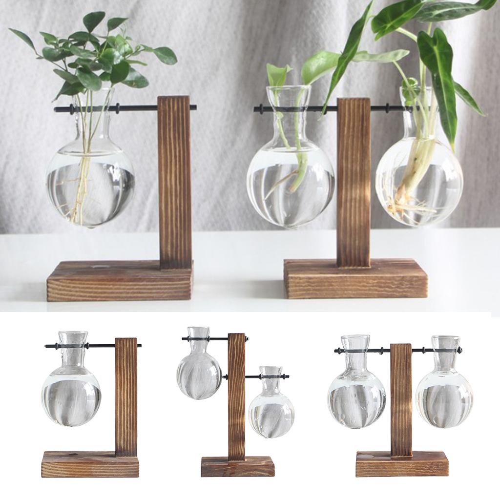 Test Tube Vase with Stand Hydroponic Flower Bud Vase Glass Terrarium Decorative Vase Plants for Home Office Decor