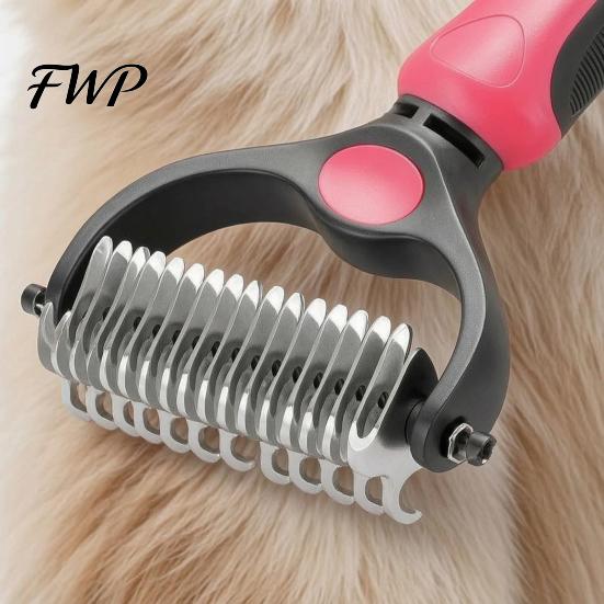Dog Shedding Comb Pet Grooming Rake Double Sided Stainless Steel Blades Cat Deshedding Tool Undercoat for Dogs Cats Control Dematting Removal Brush