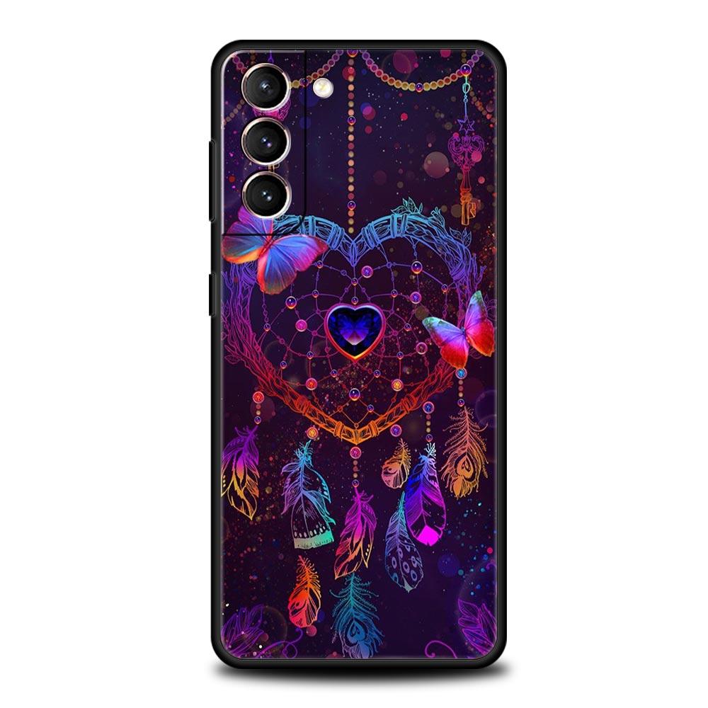 Cute Mandala Dreamcatcher Phone Case For Samsung Galaxy S26 Ultra S25 Plus S24 FE S23 S22 5G S21 S20 Cover Black Soft