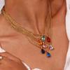 2022 Waterproof Fashion Birthstone Necklace Jewelry Gift For Women 12 Colors Zircon Waterdrop Pendant Necklace with Rope Chain