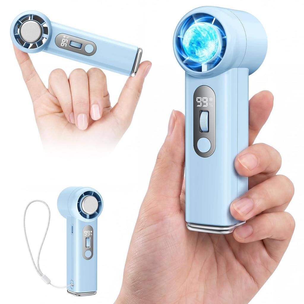 Handheld Fan Instant Powerful 7000mAh High Long Operating 199 Airflow 5 LED Battery Cute and Ideal for Heatstroke Prevention Powerful Airflow,