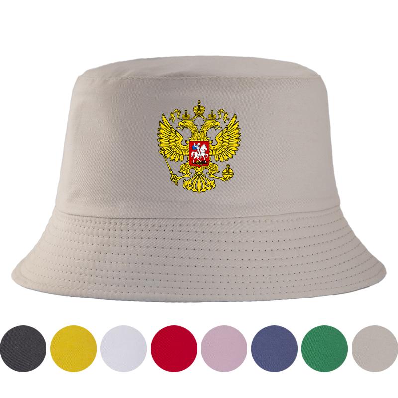 Russian State Emblem Bucket Hat Golden Double Headed Eagle Print FisherUnisex Cap Unisex Outdoor Casual Sun Hat Summer Cotton Hat