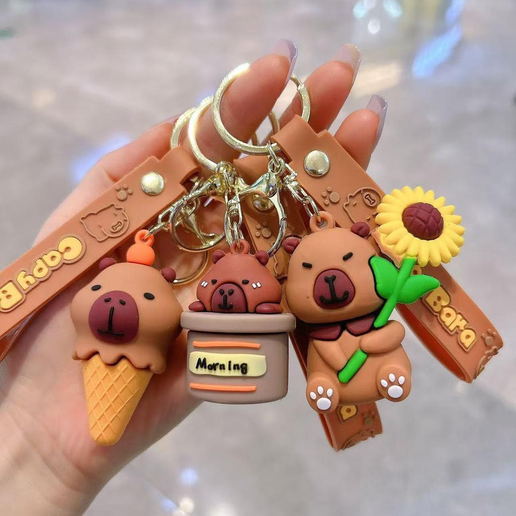 Cartoon Capybara Keychain: Cute Backpack Pendant and Hanging Doll Gift