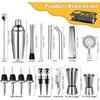 Cocktail Shaker Set,Professional Bar Set, Shaker, Jigger, Strainer, Mixer Spoon, Muddler, Stand and Recipe Book, Bar Set Beginners