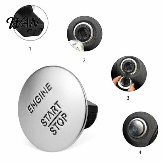 Engraved Characters Start Button Engine Stop Switch for Mercedes Benz, Car Push Easy Install Starter Switch, Button, Replacement Accessory OEM Style