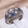 New Fashion Woman Man Party Wedding Gift Luxury Oval White Blue Topaz Zircon 18KT White Gold Ring