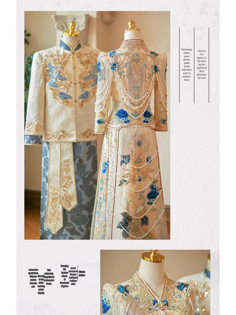 Champagne Xiuhe Wedding Dress: 2025 Luxury Chinese Qipao for Toast and Outings