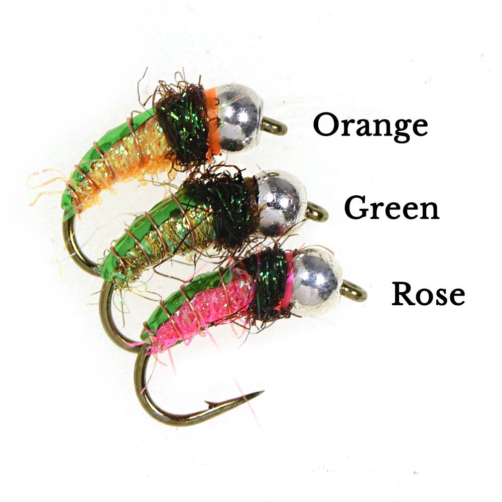 6PCS Bead Head Ice Silk Nymph Fly Fishing Lure, Sharp High Carbon Hook Sinking Bait for Trout Minnow Panfish