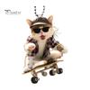 Adorable Cat Hanging Ornament Car Rearview Mirror Pendant with Lanyard Easy To Hang Animal Cat-Shaped Xmas Tree Pendant