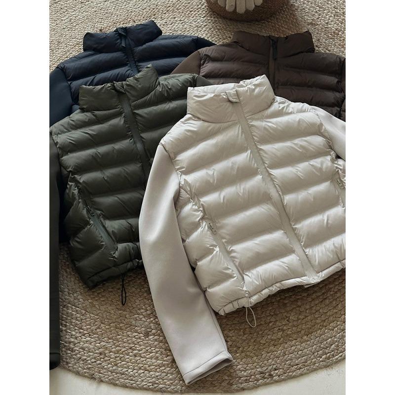 Autumn and winter new down padded jacket women's jacket splicing stand-up collar padded jacket casual versatile small padded jacket