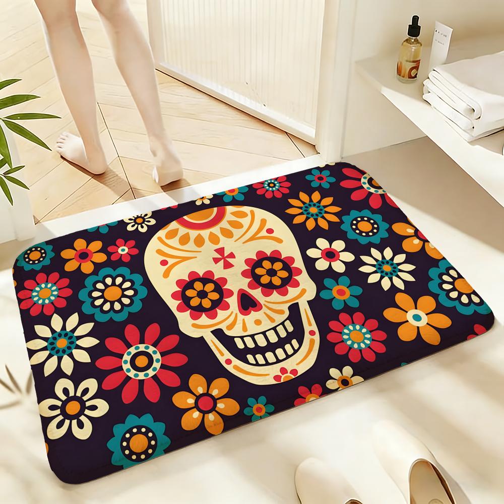 Soft Absorbent Non-Slip Rug Holiday Dia De Muertos Floor Mat Home Decor Doormat Bedroom Floor Mat Shower Carpet