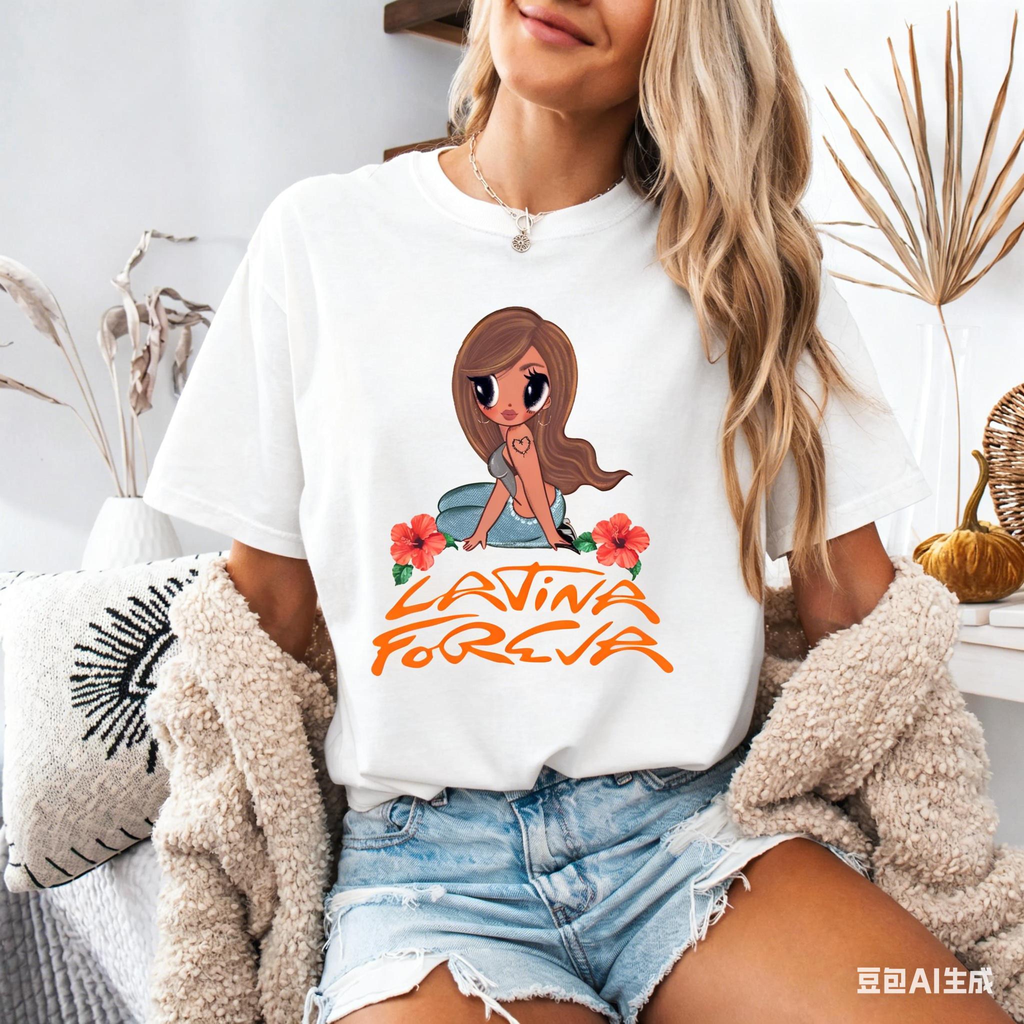 

Singer Karol G LATINA FOREVA Tshirt UNISEX Women Summer Cotton Clothing Hip Hop Fashion Round Neck Short Sleeved Top Streetwear 4XL