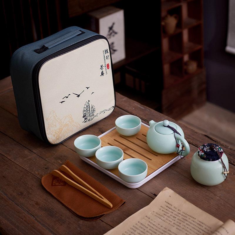 

Gift business activities open to send customers Feibao travel ceramics matt Ding kiln tea set
