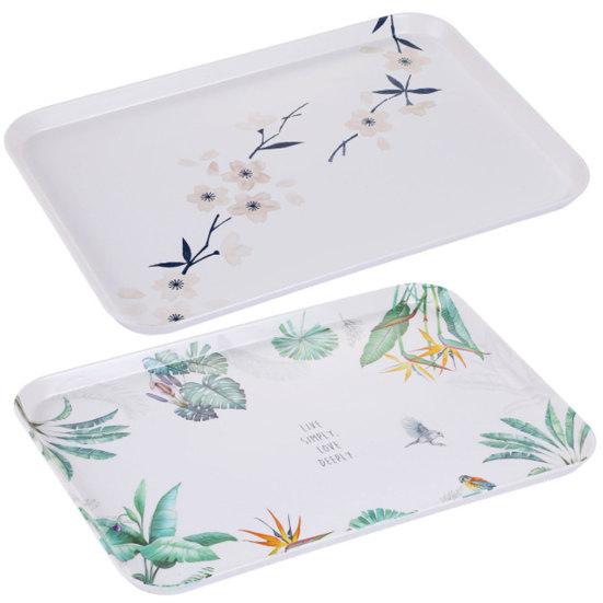 Snack Tray Floral Design Heat Resistant Display Melamine Cherry Blossom Pattern Dining Table Coffee Cup Plate for Kitchen