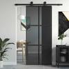 Puerta corredera - Maison Exclusive 90x205 cm - Vidrio templado de seguridad - Marco de aluminio negro - Deslizamiento silencioso