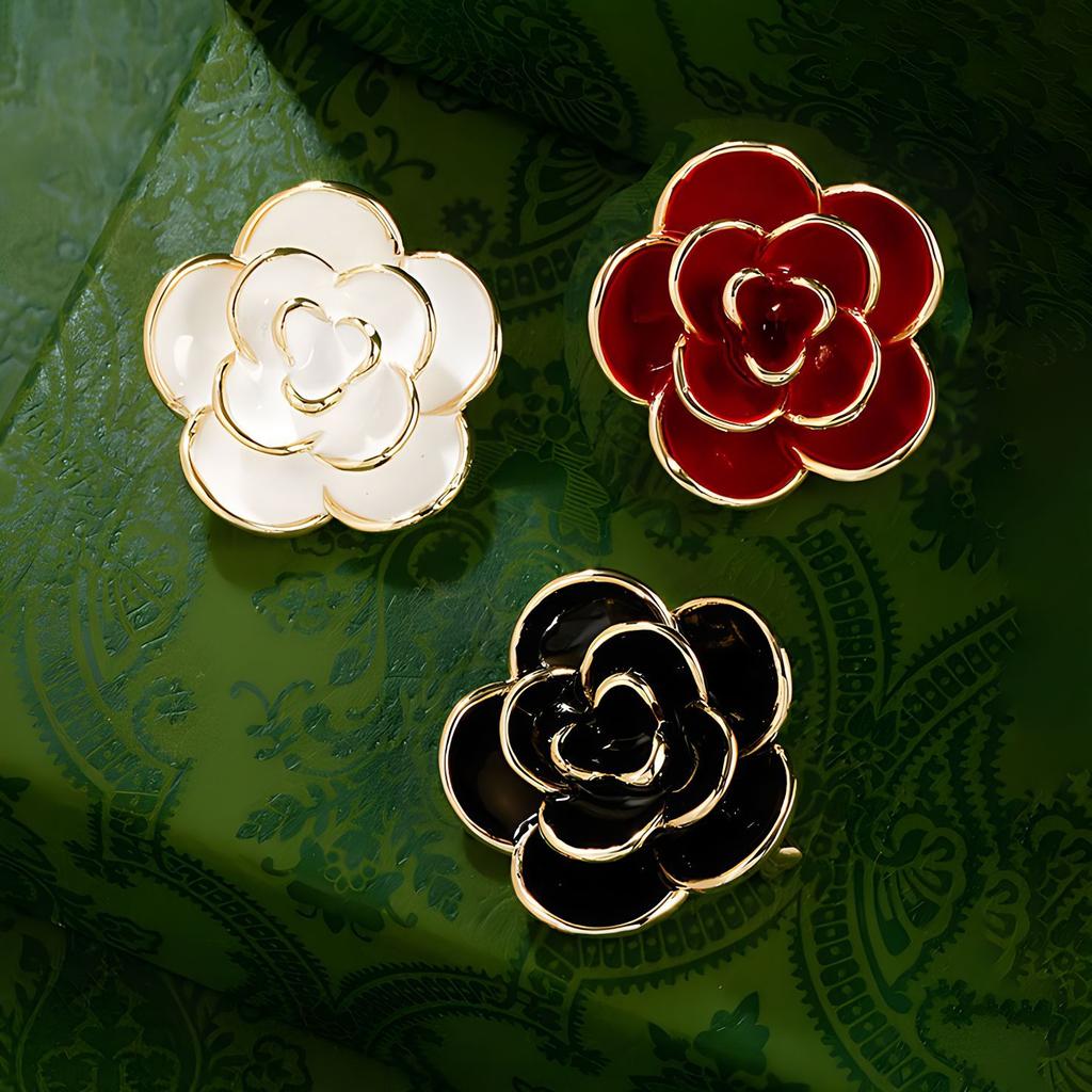 Xiaoxiangfeng Camellia Brooch High-End Femininity Retro Oil-Dripping Brooch Light Luxury Niche Design Pin Accessories