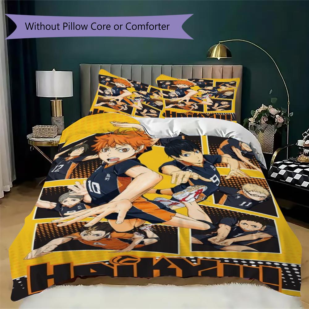 Haikyu!! Anime Pattern Bedding uilt Set uilt Cover Pillowcase Home Decoration Birthday Gift (1 * duvet cover + 2 * pillowcase  without core)53