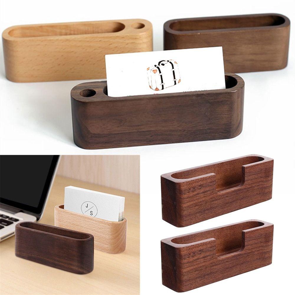 

Держатель для визитных карточек из массива бука, черный орех, настольная витрина, настольная полка для домашнего офиса