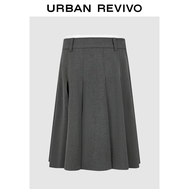 UR2026 Women's Color-Block Drawstring Pleated Skirt