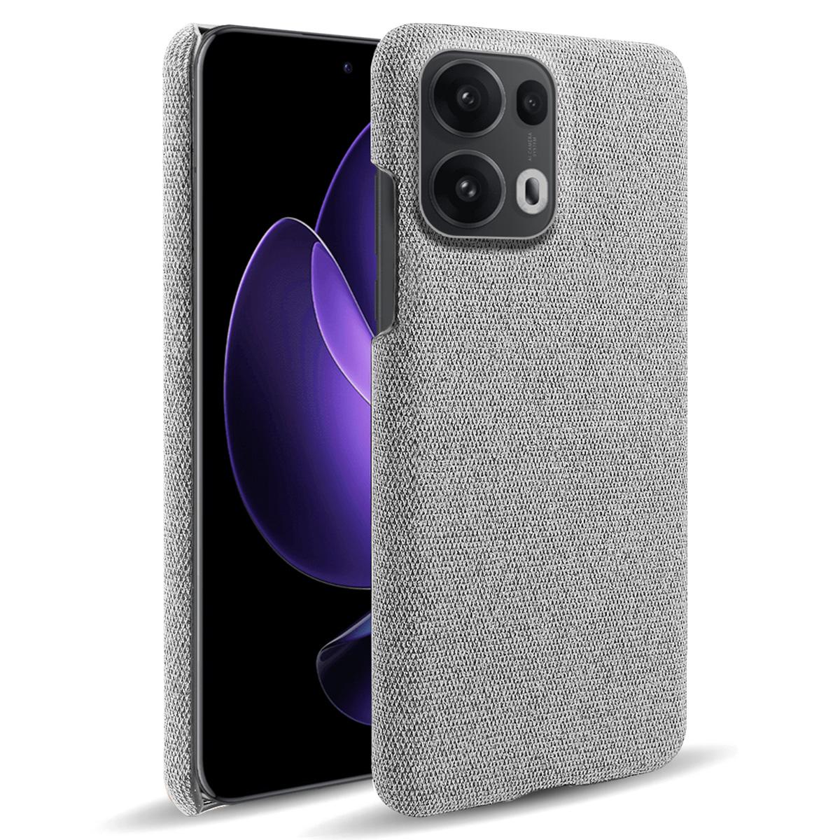 

For Oppo Reno13 Pro 5G Phone Case Cloth Texture Anti-Scratch Protective PC Back Cover Light Grey